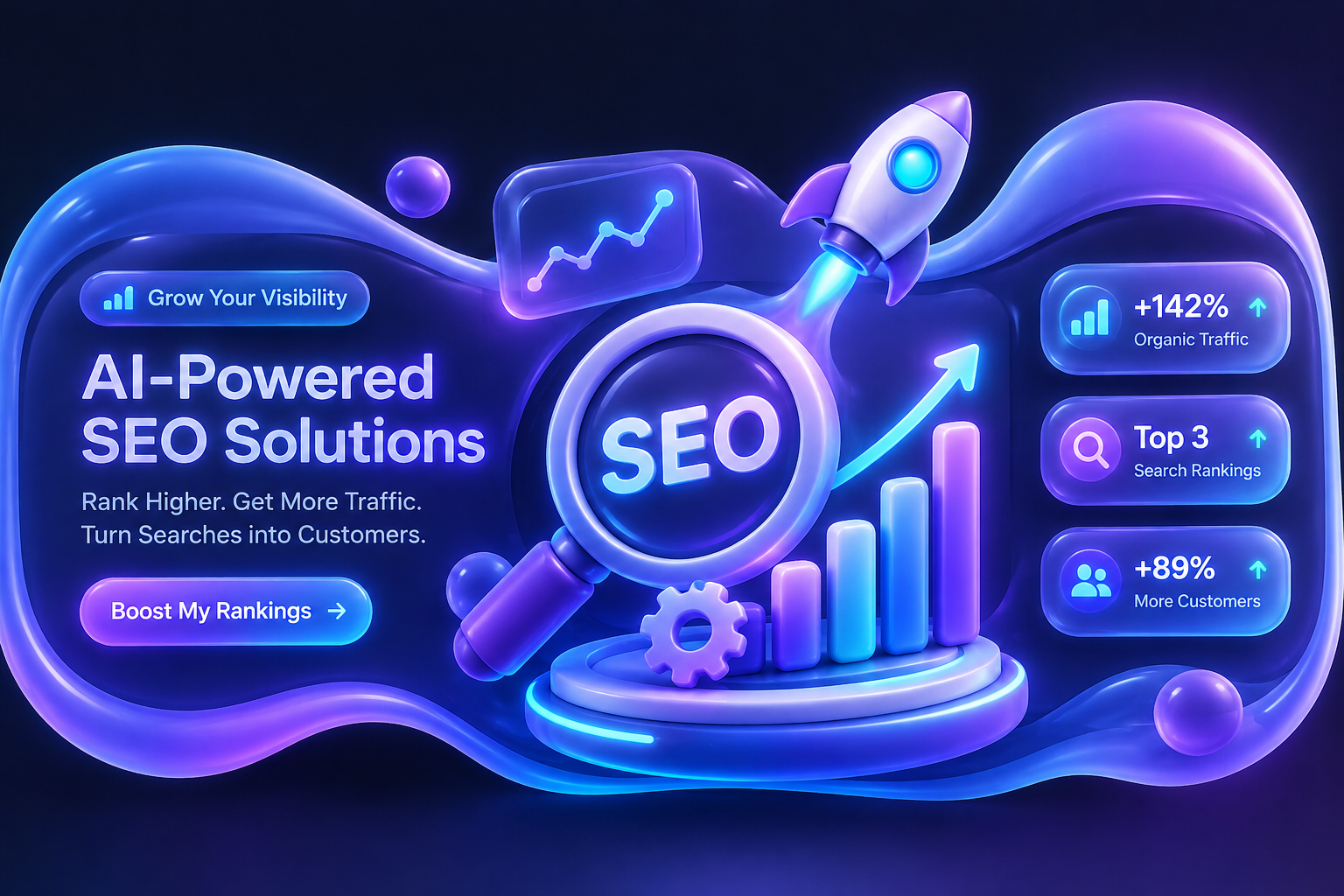 AI-powered SEO solutions — rank higher, get more traffic, turn searches into customers