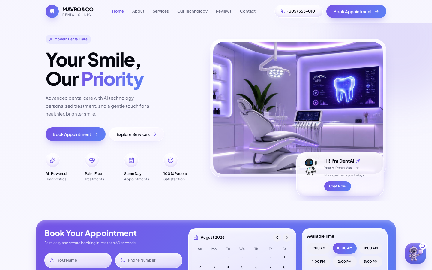 Dental Clinic live demo website landing page by MAVRO&CO
