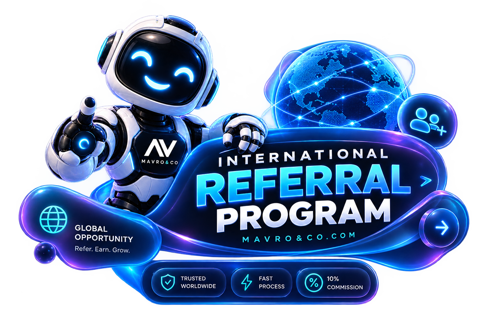 MAVRO&CO International Referral Program — refer, earn, grow with 10% commission