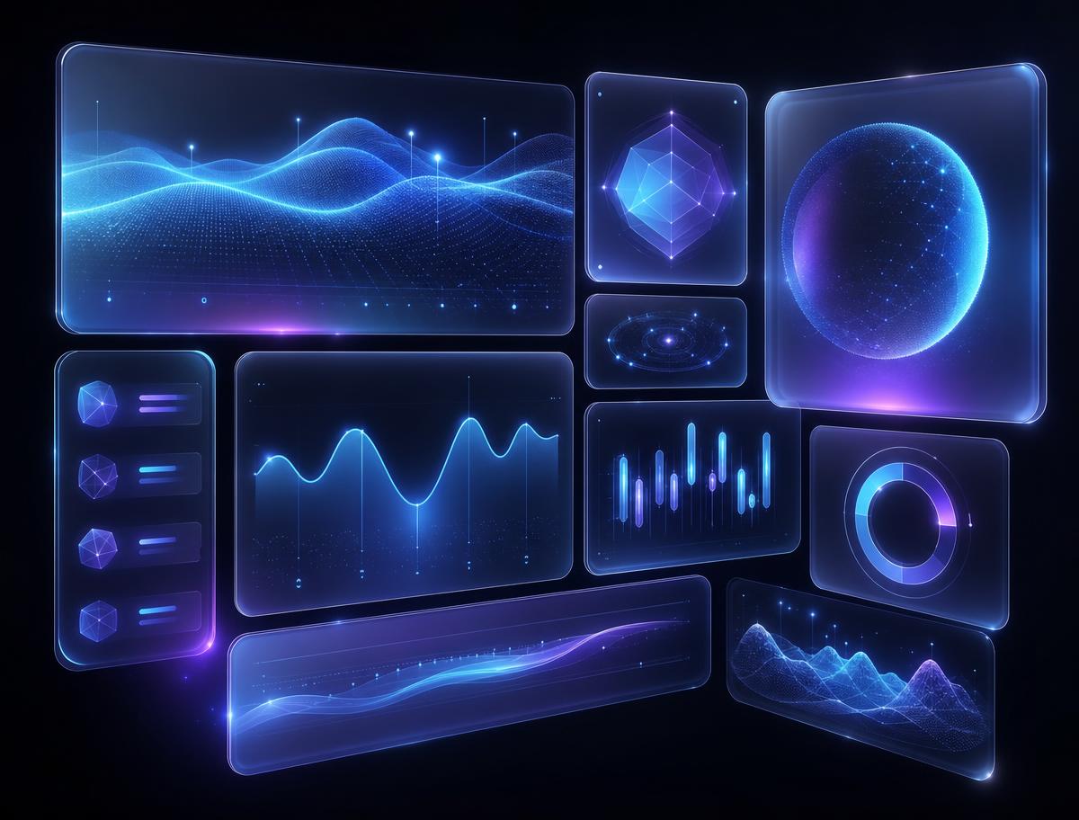 Futuristic glassmorphism dashboard interface concept