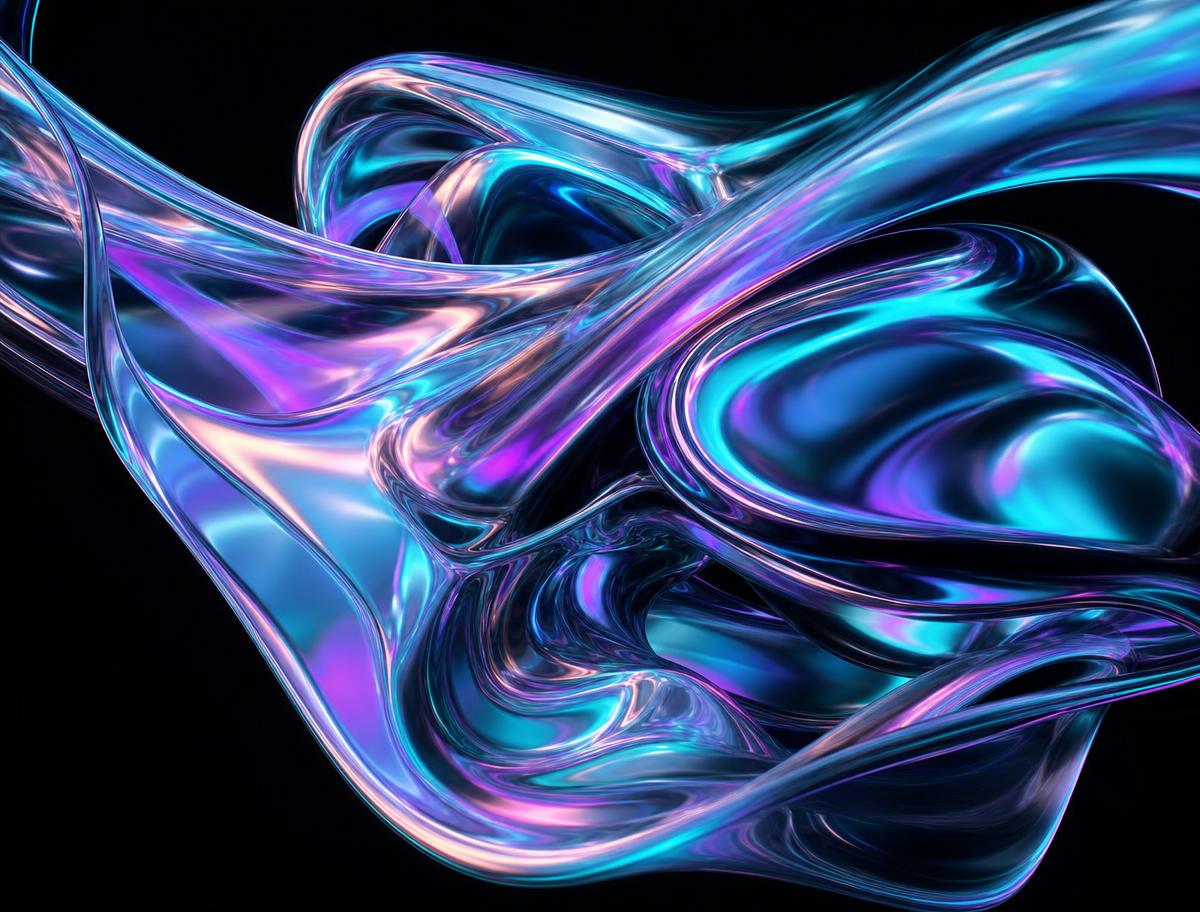 Iridescent liquid chrome abstract form