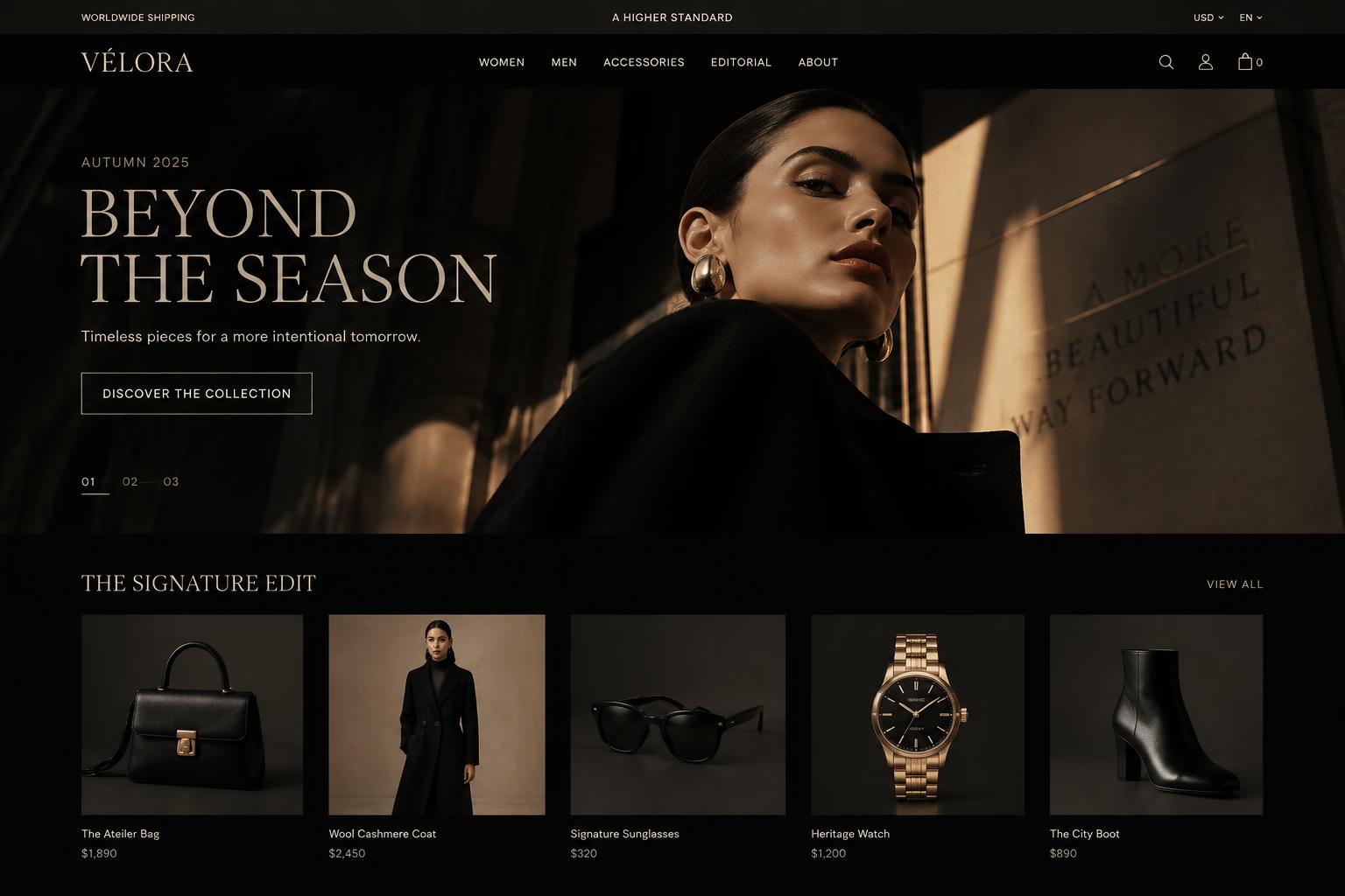 AI-generated futuristic premium desktop website design concept