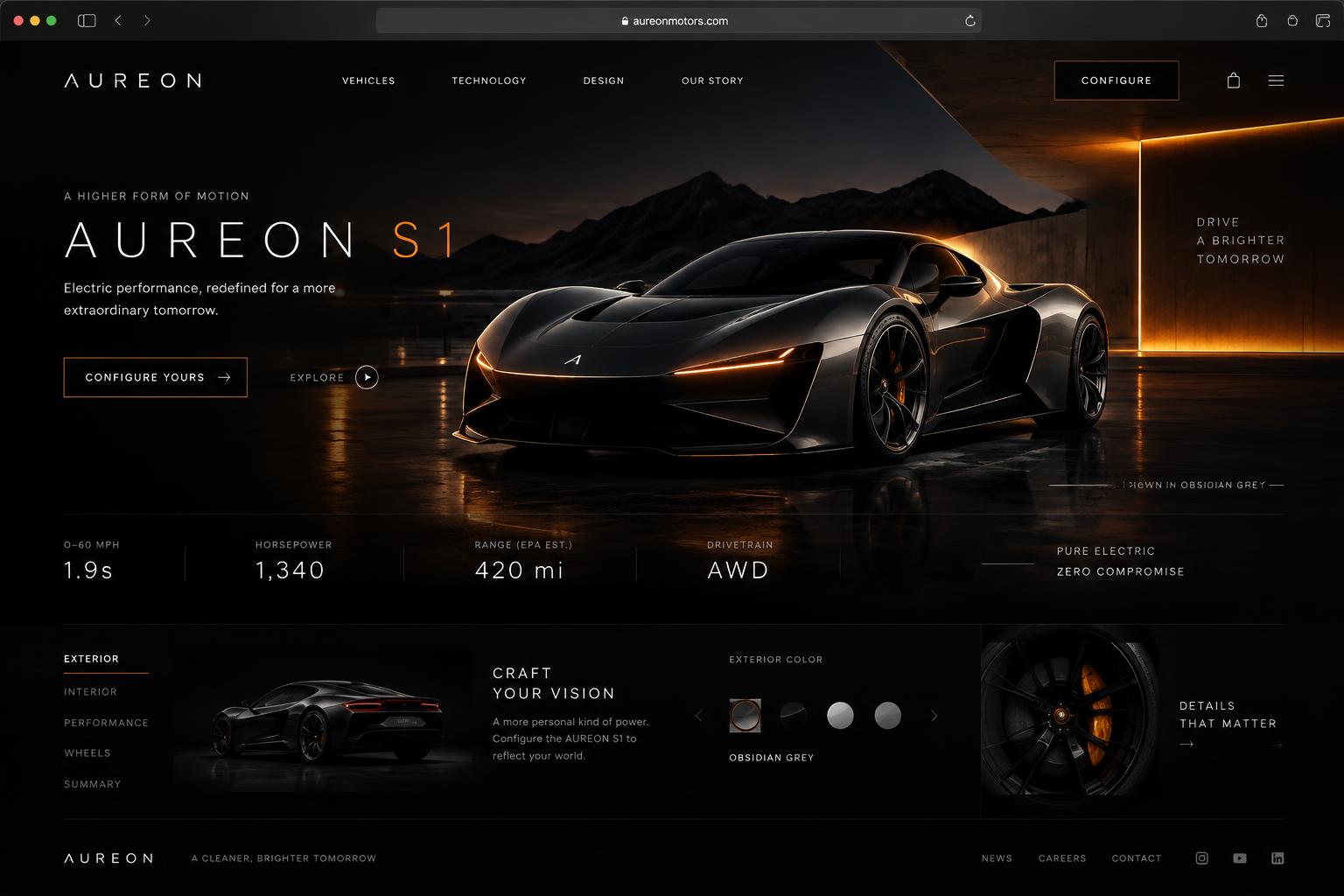 AI-generated futuristic premium desktop website design concept