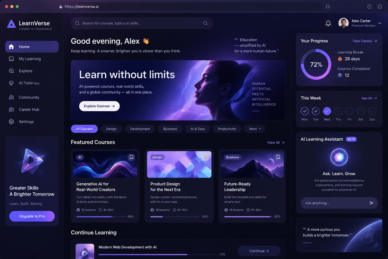 AI-generated futuristic premium desktop website design concept