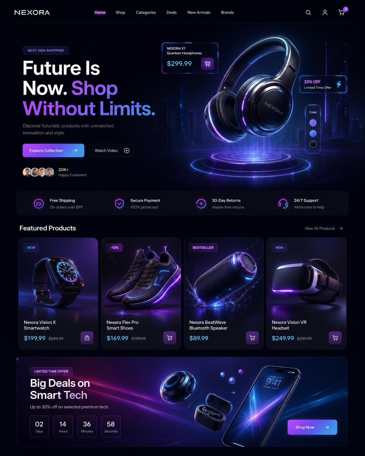 Futuristic ecommerce storefront website design