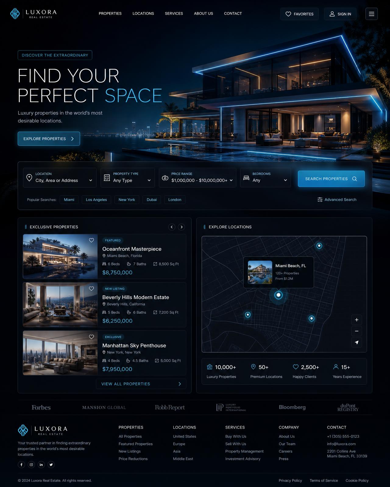 Futuristic luxury real estate website design