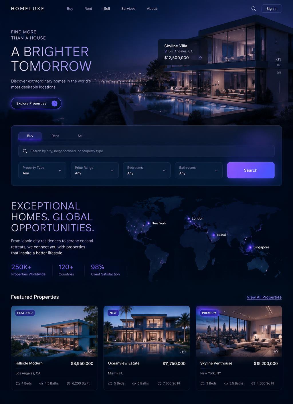 AI-generated futuristic premium website design concept