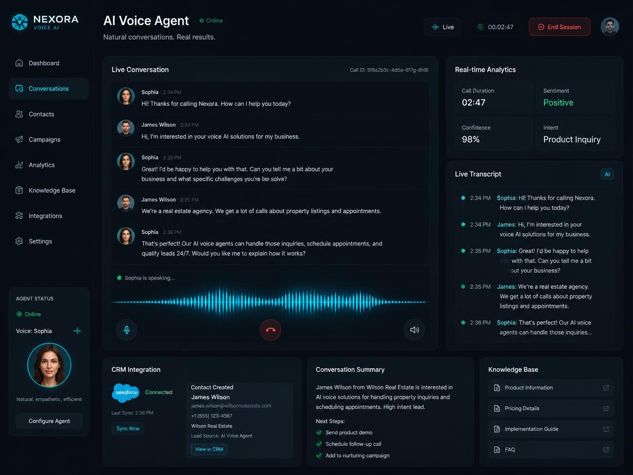 Sophia — AI Voice Agent — AI Automation project by MAVRO&CO