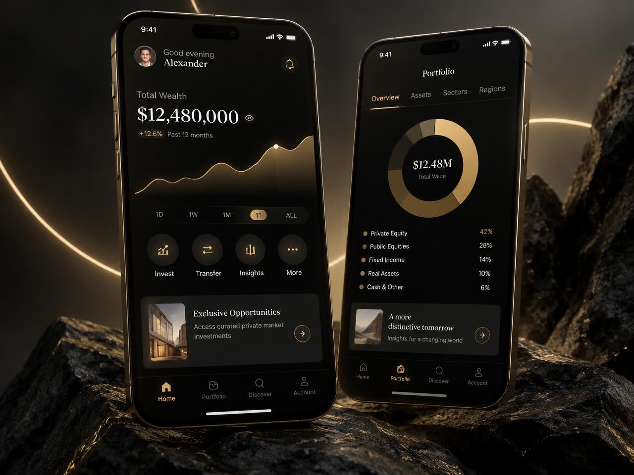 Aurum — Private Wealth App — Mobile Apps project by MAVRO&CO