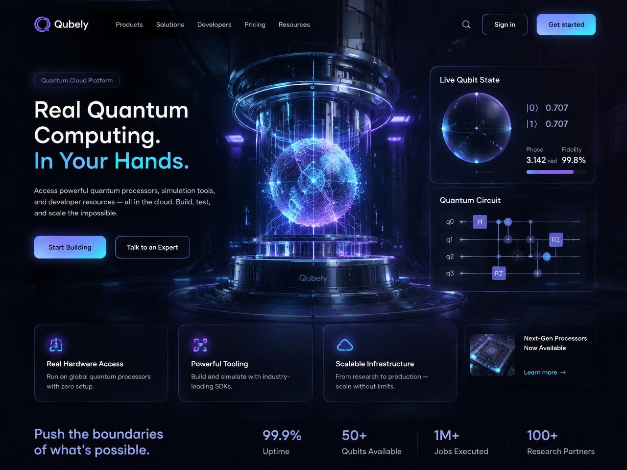 Qubely — Quantum Cloud Platform — Web Development project by MAVRO&CO